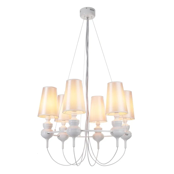 Żyrandol glamour Queen ST-7105-6S white Step pałacowy do salonu biały