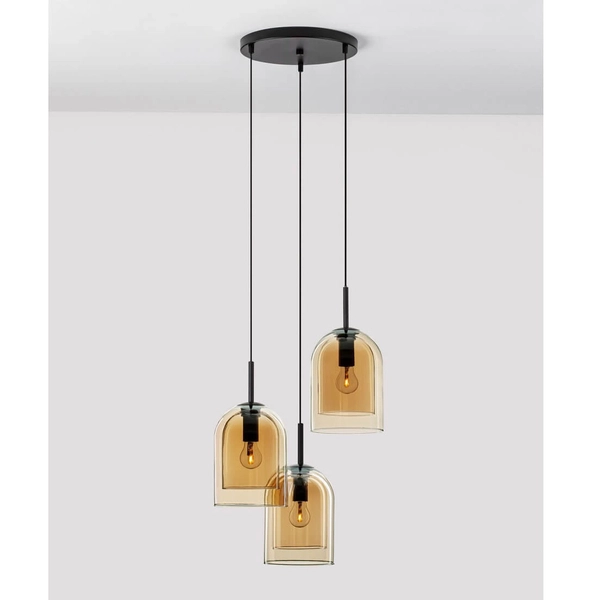 Lampa wisząca szklana Bonao LE42643 czarna bursztynowa