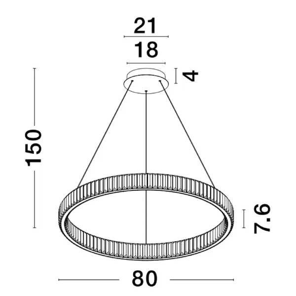 Pokojowy żyrandol ledowy BAUTA LE42916 kryształki 47W srebrne