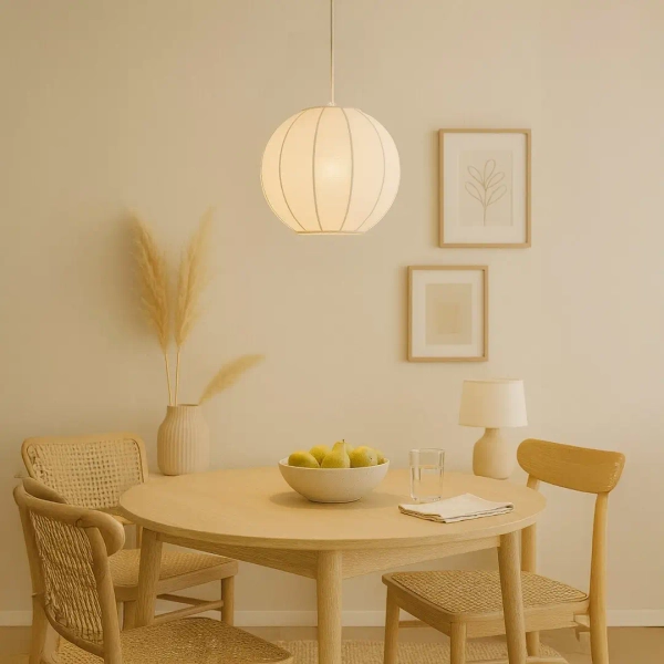 Skandynawska lampa wisząca Dana ML1805 kula tkanina biały