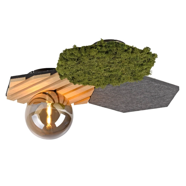 Plafon do kuchni Green 15199-70 Just Light bańka zielony drewniany szary