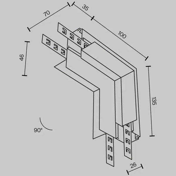Narożny łącznik do szyn magnetycznych Exility TRA034CL-42.12W biały