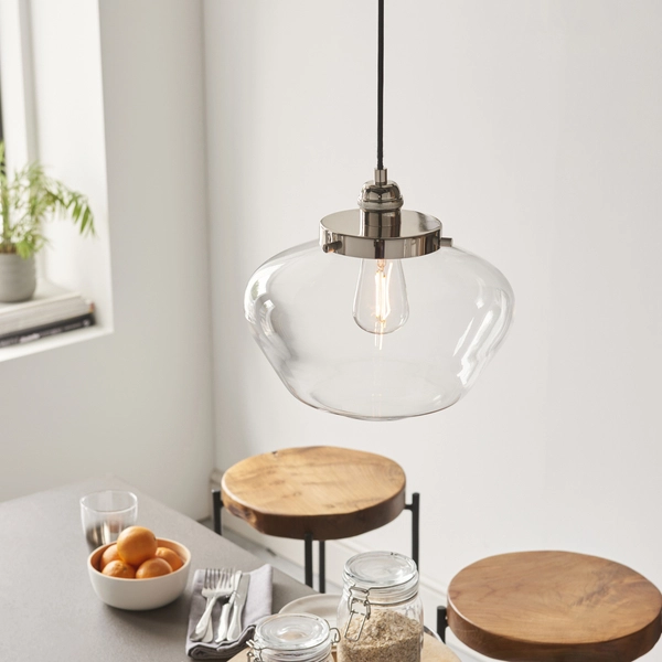 Zwisowa lampa nad wyspę kuchenną L&-196172 Light& szklana nikiel
