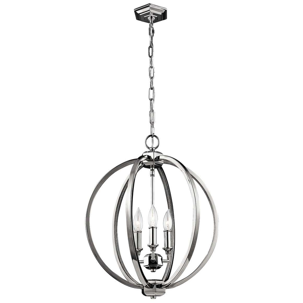 LAMPA wisząca Corinne FE-CORINNE-3P-M Elstead FEISS pałacowa OPRAWA metalowy ZWIS na łańcuchu świecznikowy nikiel