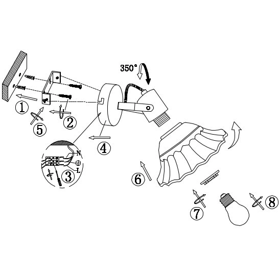Ścienna LAMPA shabby JOWITA 54050-1 Globo ceramiczna OPRAWA kinkiet vintage
