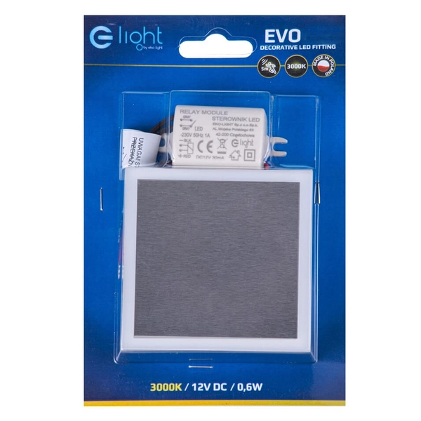 Lampa ścienna Evo EKS0910 Eko-light LED 0,6W 3000K kwadrat biały srebrny
