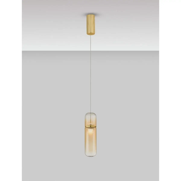 Zwisająca lampka tubka REBALVO LE45198 LED 7W 3000K złota