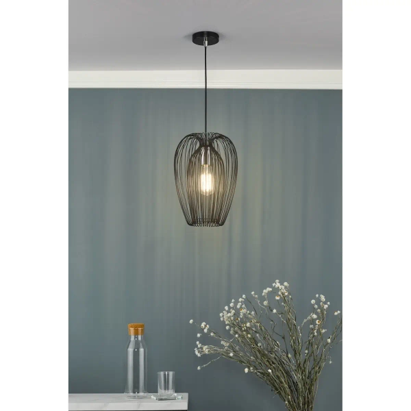 Druciana lampa wisząca Ero ERO0122 do jadalni czarny chrom