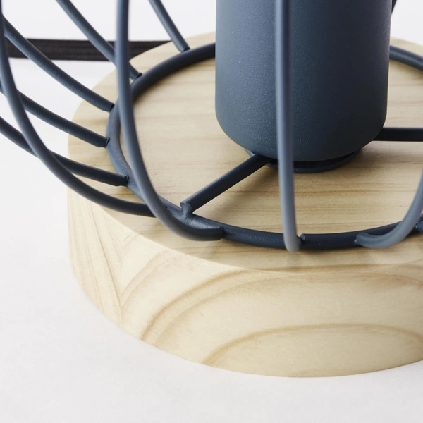 Kulista lampka nocna Sorana 93044/73 druciana klatka drewno turkus