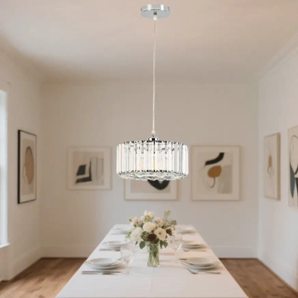 Glamour wisząca lampa Vetro LP-2910/1P CH round okrągła chrom