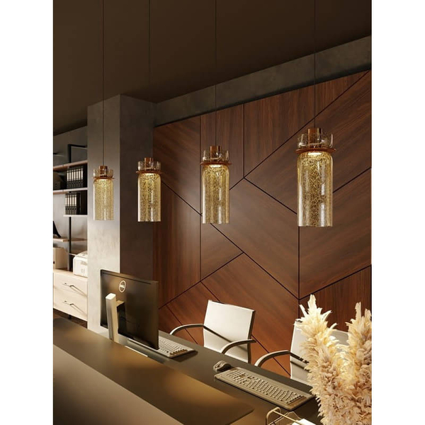 Szklana lampa wisząca tuba SIGNATURE P0602 Maxlight LED 8W 3000K mosiądz przezroczysty