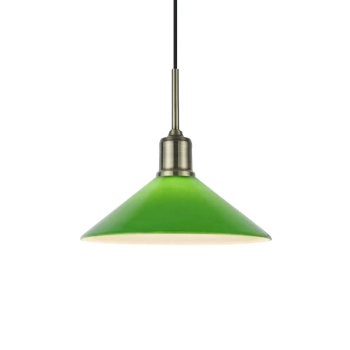 Wisząca lampa stożek VELA zielona mosiądz 108868 1xE27 retro szklana