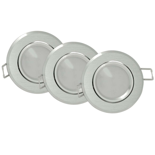 Podtynkowe LAMPY sufitowe SUN OLAL 305275 Polux zestaw 3 OPRAW okrągłych LED 10,5W 3000K do zabudowy srebrne