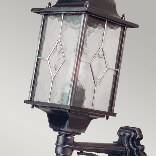 Kinkiet zewnętrzny Wexford WX1 Elstead witraż lampion metal czarny srebrny