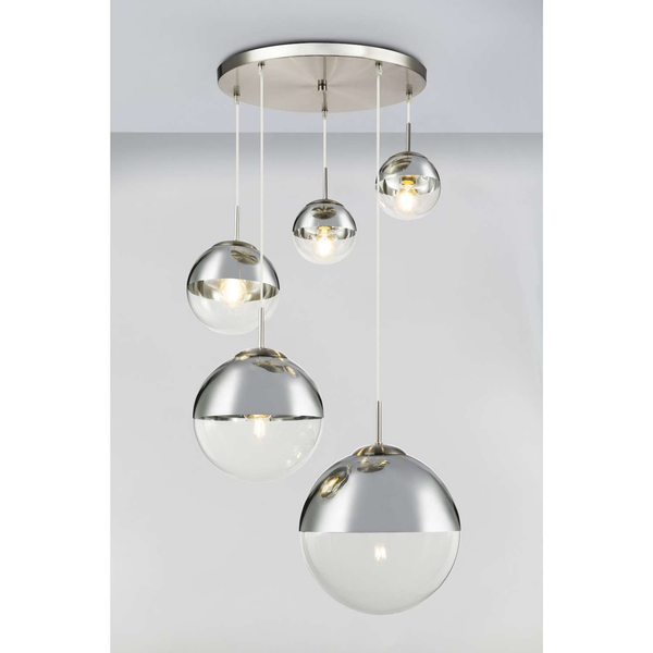 LAMPA wisząca VARUS 15851-5 Globo szklana OPRAWA zwis kaskada szklane kule balls chrom przezroczyste