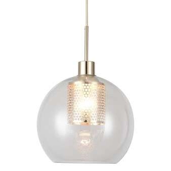Modernistyczna LAMPA wisząca PHILANA 6495 Rabalux szklana OPRAWA ażurowa ZWIS kula ball złoty przezroczysty