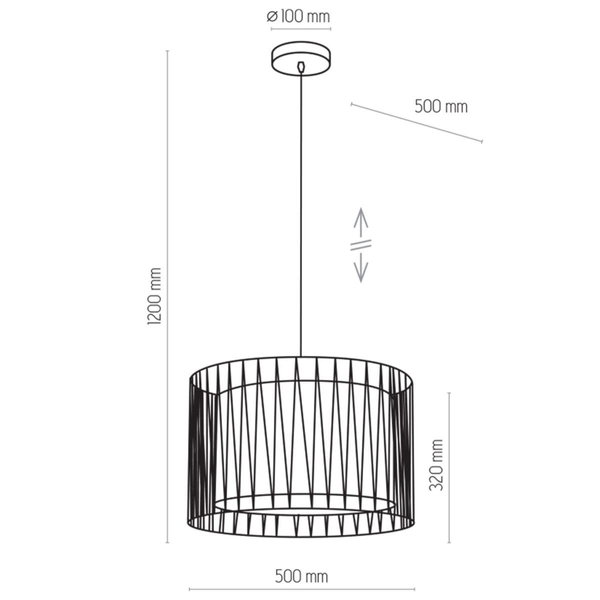 Salonowa lampa wisząca Harmony 1655 TK Lighting abażur z tkaniny czarna