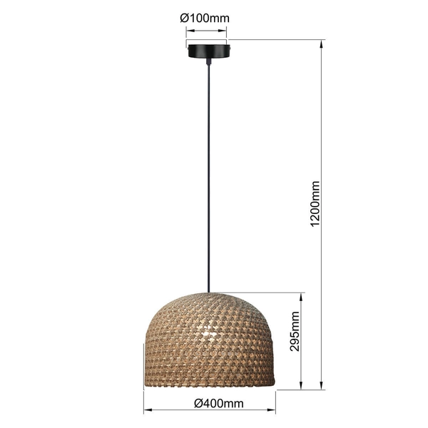 Wisząca lampa kopuła Kanso LP-2025/1P 40 cm nad wyspę drewniana brązowa