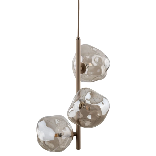 Glamour zwisająca lampa Lava Sabia 11107 szklane kule bursztynowy