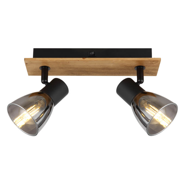 Lampa sufitowa Claude 54307-2W z regulacją drewno przydymiona