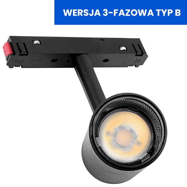 Lampa reflektorowa do szyn magnetycznych 3-fazowych 816 Domeno LED 7W 4000K czarna