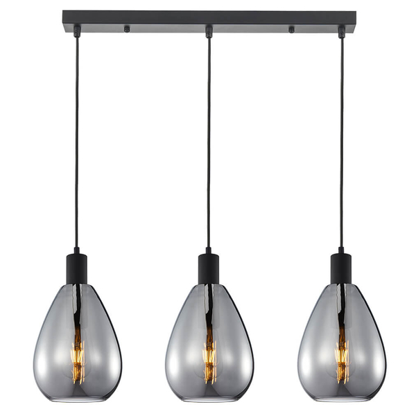 Wisząca lampa na belce Zulo PND-27812-3-BK-SG Italux do jadalni czarna
