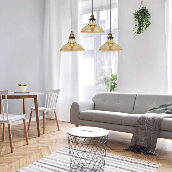 Skandynawska lampa wisząca HUBERT MDM-2381/3 GD+AMB szklana bursztynowy
