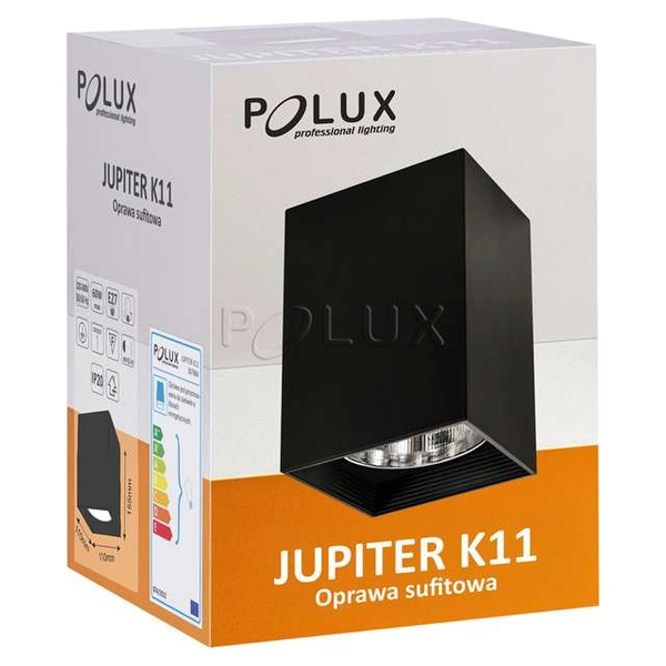 LAMPA sufitowa JUPITER K11 307798 Polux metalowa OPRAWA kwadratowy downlight czarny