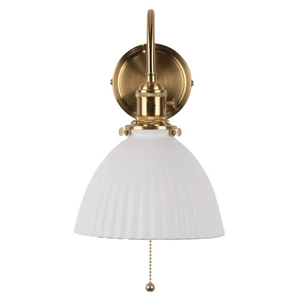 Ceramiczna lampa na ścianę Hadano HAD0740-09 mosiądz biały