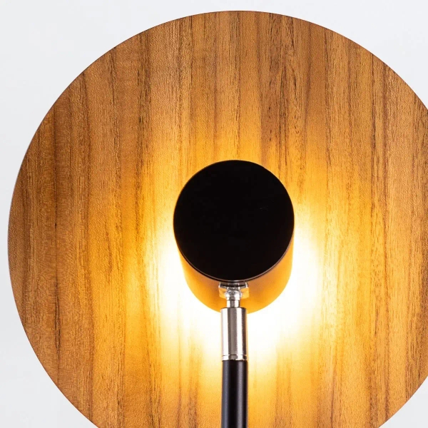 Ścienna lampa okrągła Dot QN-DOT-WB1-TEAK drewniana brązowy czarny