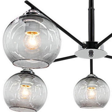 Modernistyczna LAMPA sufitowa 1859/5 8C BL Elem szklana OPRAWA loftowa molecular chrom czarna