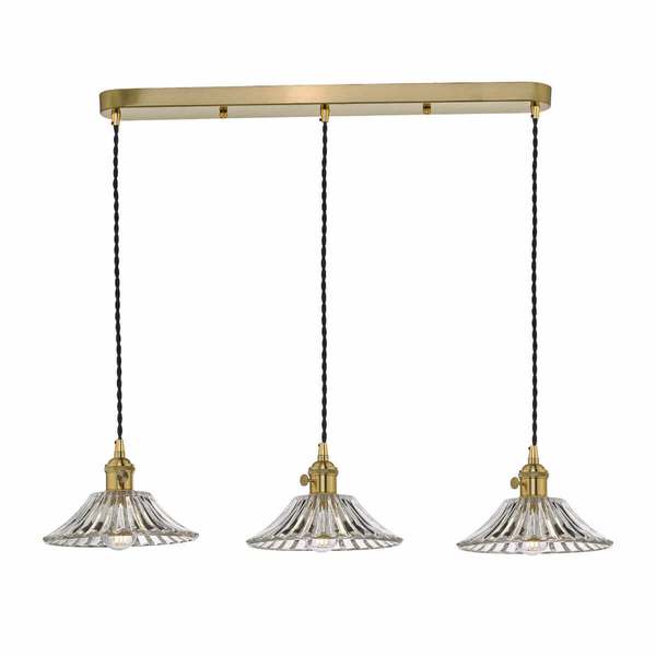 Jadalniana lampa wisząca Hadano HAD3640-04 Dar Lighting mosiądz przezroczysta