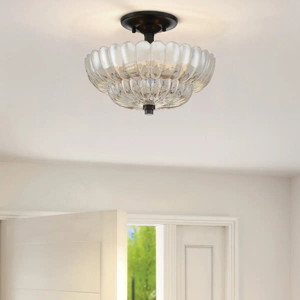 Klasyczna lampa sufitowa Whitecap QZ-WHITECAP-SF-S kwiat bursztynowy