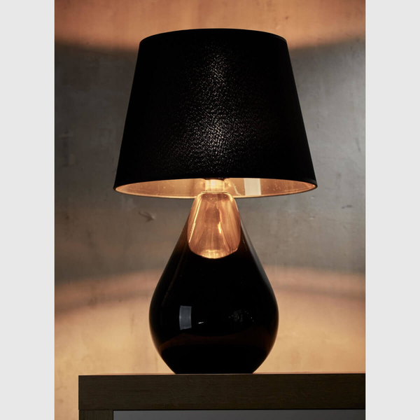 Klasycza lampka nocna LACRIMA 5454 TK Lighting tkaninowa czarna złota