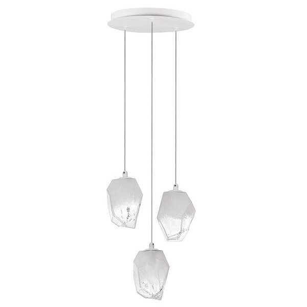 Potrójna lampa wisząca do pokoju Vigia LE41822 szklana biała