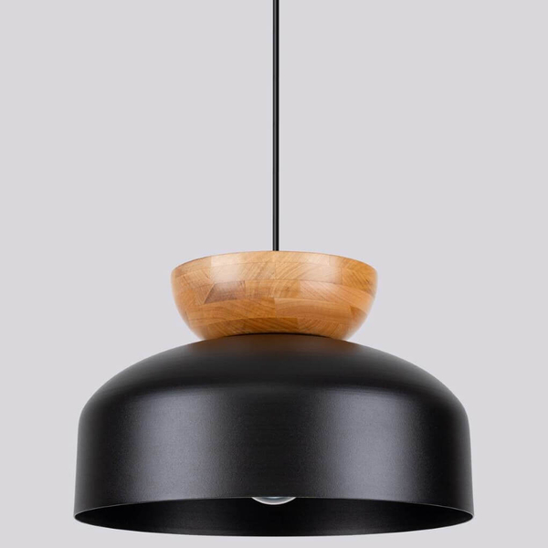 Wisząca lampa do salonu Marion SL.1351 półokrągła drewniana czarna