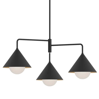 Potrójna wisząca lampa Remyck ALM-REMYCK3-BK stożki czarny