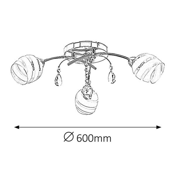 Metalowa lampa sufitowa Melissa 2621 Rabalux potrójna crystals biała chrom