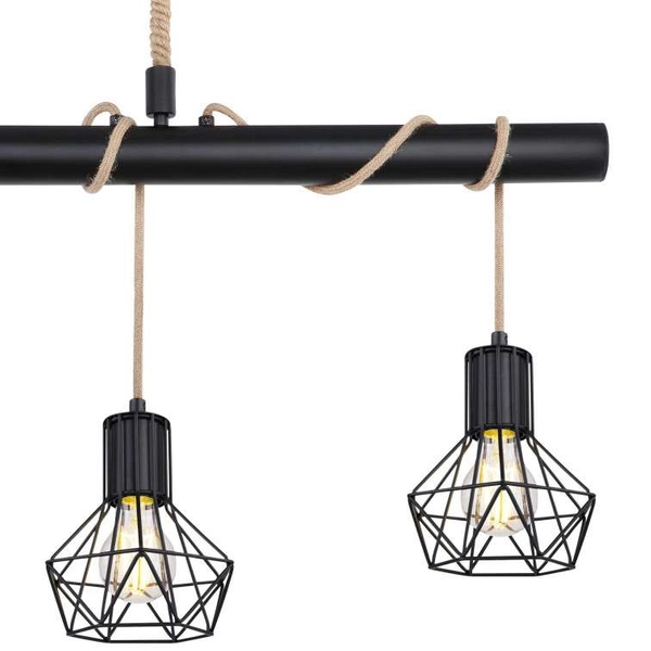 LAMPA wisząca PRISKA 54017-4H Globo belka OPRAWA skandynawska ZWIS liny brązowe czarne