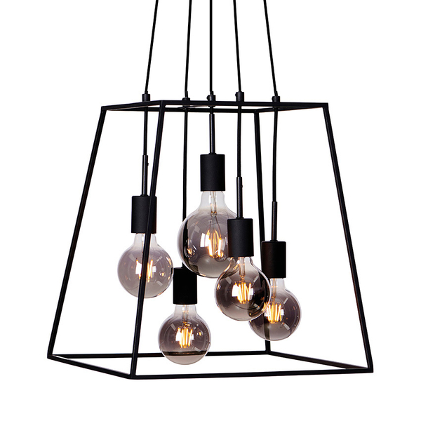 Loftowa LAMPA wisząca ALMODOVI PND-11532-5-BL Italux metalowa OPRAWA zwis klatka czarna