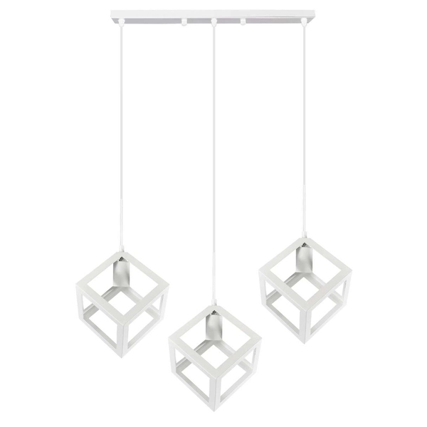LAMPA wisząca SWEDEN 312457 Polux metalowa OPRAWA geometryczna ZWIS loftowy klatki białe