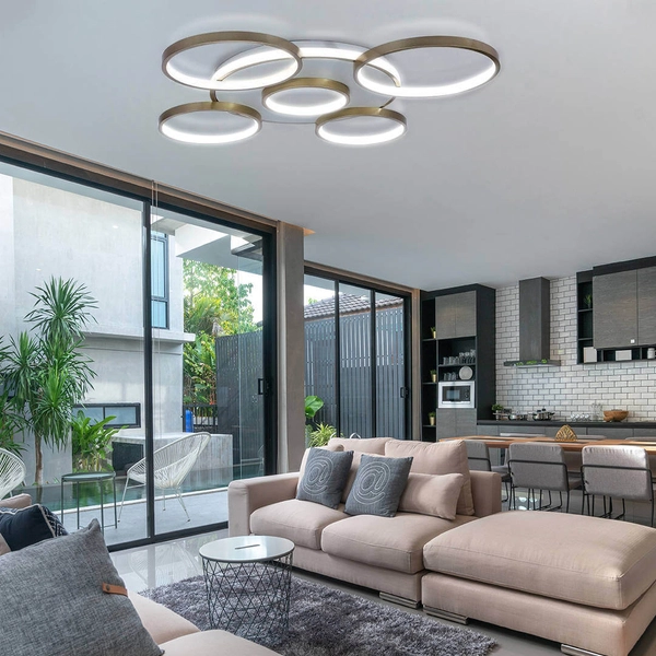 Okrągła lampa sufitowa 444 Domeno LED 120W 3000K-6000K złota