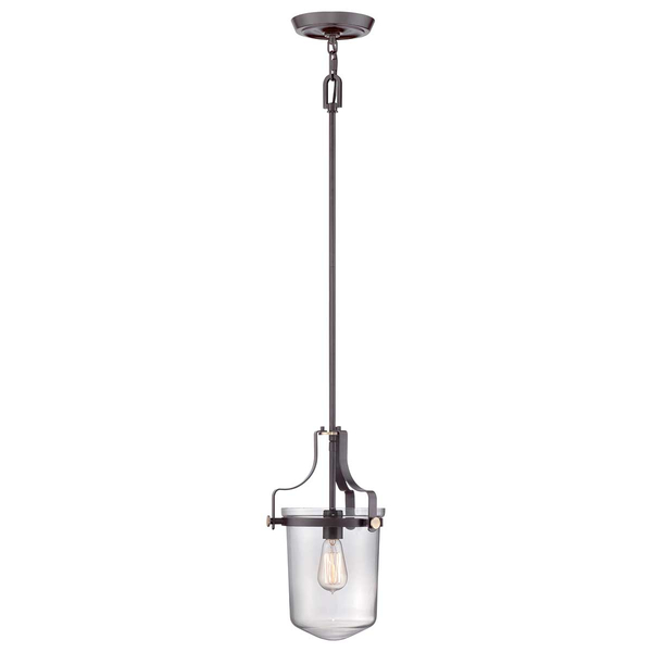 Regulowana wisząca lampa Penn Station QZ-PENN-STATION-S-WT Quoizel przezroczysta brąz