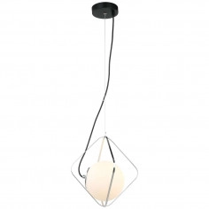 LAMPA wisząca CANTO PEN-5696-1-BKCR Italux szklana OPRAWA kula ZWIS ball klatka chrom czarna biała
