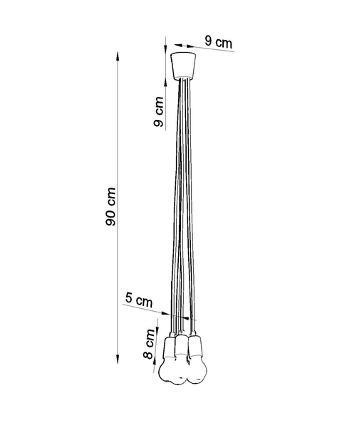 Wisząca LAMPA industrialna SL.0580 pająk OPRAWKA przewody ZWIS kable żółta