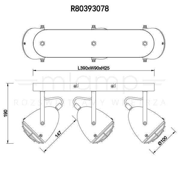LAMPA sufitowa CAMMY R80393078 Trio industrialna OPRAWA plafon reflektorki druciane szare