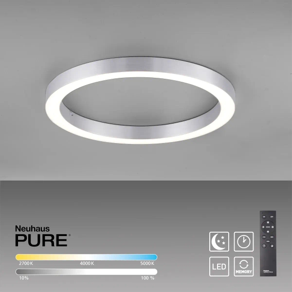 Lampa sufitowa sterowana pilotem PURE-LINES srebrna 6309-95 1xLED 30W 2700-5000K