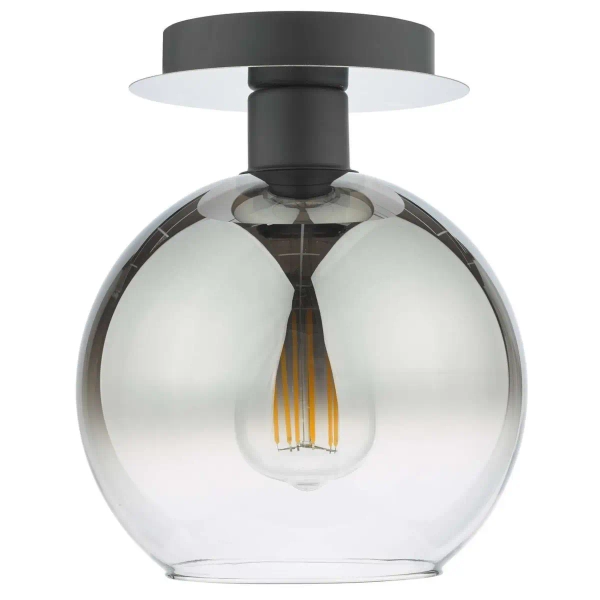 Szklana sufitowa lampa Lycia LYC0122 okrągła kula czarna przydymiona