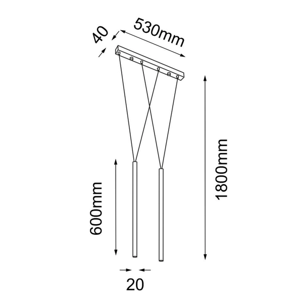 Podwójna lampa wisząca Miaki 5165 Shilo sople nowoczesna rurka czarna