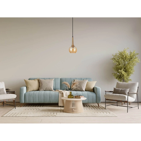 Kulista lampa wisząca Favera PND-42361-1-BRO-AMB Italux bursztynowy brąz antyczny